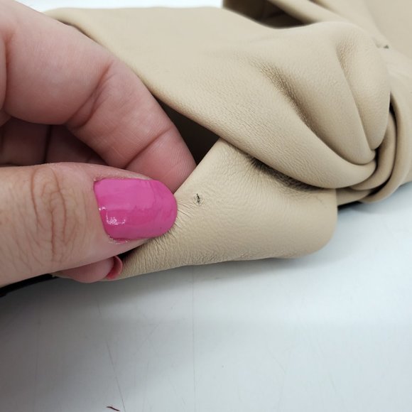 Zara Low Heeled Crossed Leather Square Toe Sandals Tan/Beige/Nude Size 37 - Picture 5 of 10